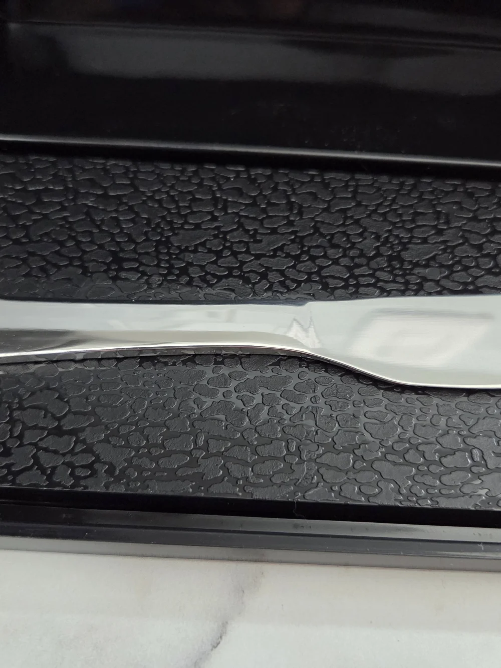 Source Unknown Black Butter Dish with Stainless Spread Knife